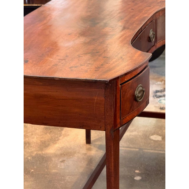 19th Century English Mahogany Server With Concave Center and Three Drawers For Sale - Image 6 of 7