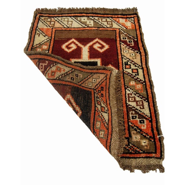 Mid-Century Modern Vintage Mini Tribal Rug For Sale - Image 3 of 4