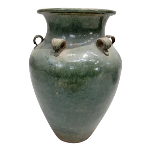 Antique Stoneware Green-Glazed Mataban Jar Vase