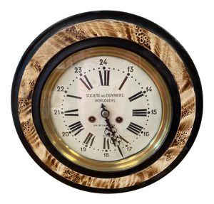 Antique 19th Century French Wall Clock "Societe Des Ouvriers Horlogers"