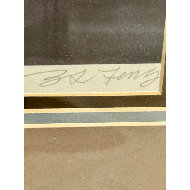 Sky Blue Framed and Matted Lithograph of a Fisherman by the Sea - "Capt’n" by Z.L.Feng For Sale - Image 8 of 8