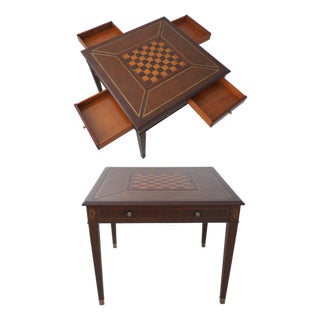 Scarborough House Leather Top Crotch Mahogany Games Table For Sale
