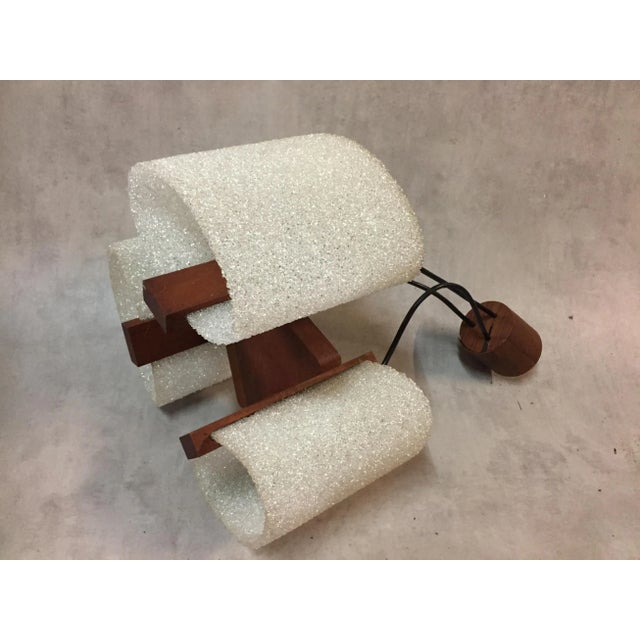 1960s Scandinavian Teak &amp; Acrylic Glass Pendant, 1960s For Sale - Image 5 of 8