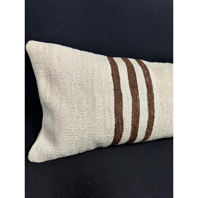Turkish Hemp Pillow Cushion Natural Beige Brown Cushion Cover 14x40 #30470 Enhance your home decor with our Kilim Pillow...