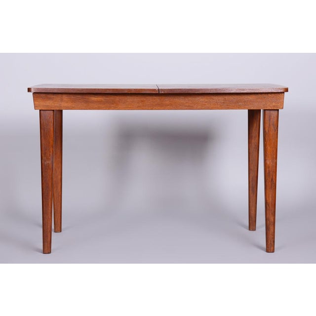 1940s Art Deco Oak Dining Table attributed to Jindřich Halabala for Up ZávodyCzechia, 1940s For Sale - Image 5 of 14