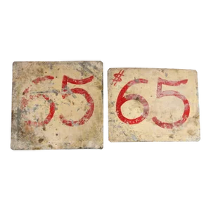 Mid- Century Double Sided Merchant Signs Set/2