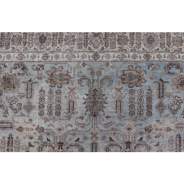 Antique Persian Tabriz Rug in Soft Blue and Taupe With All-Over Design 7'0 X 9'9 For Sale - Image 9 of 12