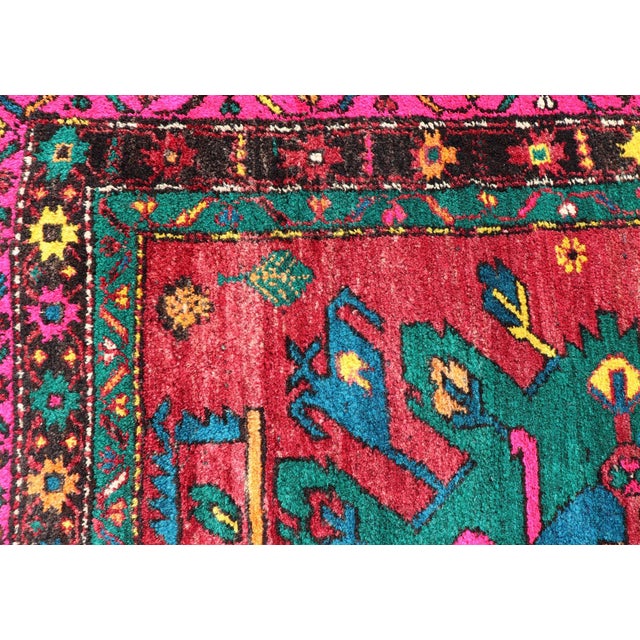 Vintage Large Caucasian Kazak Rug With Green Medallions on Red Field 5'8 X 10'7 For Sale - Image 10 of 15