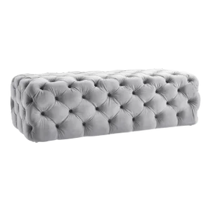 Kaylee Jumbo Grey Velvet Ottoman