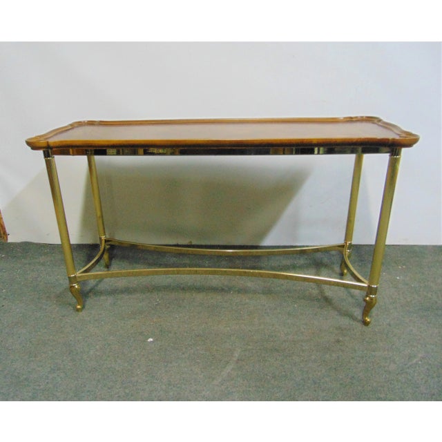 Regency Style Burl & Brass Console Table For Sale - Image 9 of 9