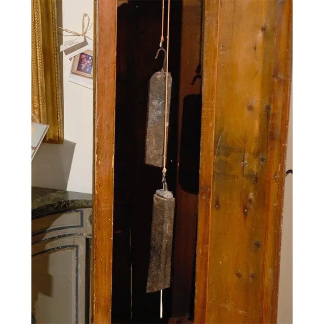 19th Century French Longcase Painted Clock with Carved Crest For Sale - Image 9 of 11