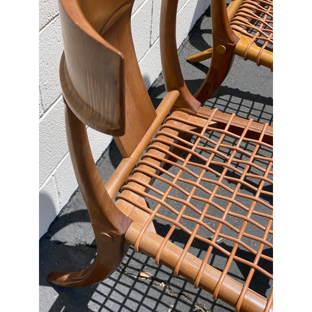 Brown Kreiss Klismos Wood Woven Rope Dining Chairs - Set of 3 For Sale - Image 8 of 10