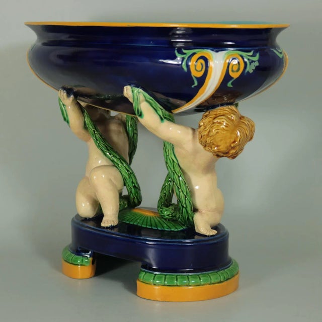 Late 19th Century Minton Majolica Putti Figural Bowl For Sale - Image 6 of 13