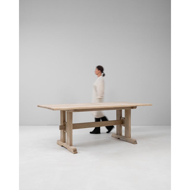 20th Century French Oak Trestle Dining Table For Sale - Image 4 of 18