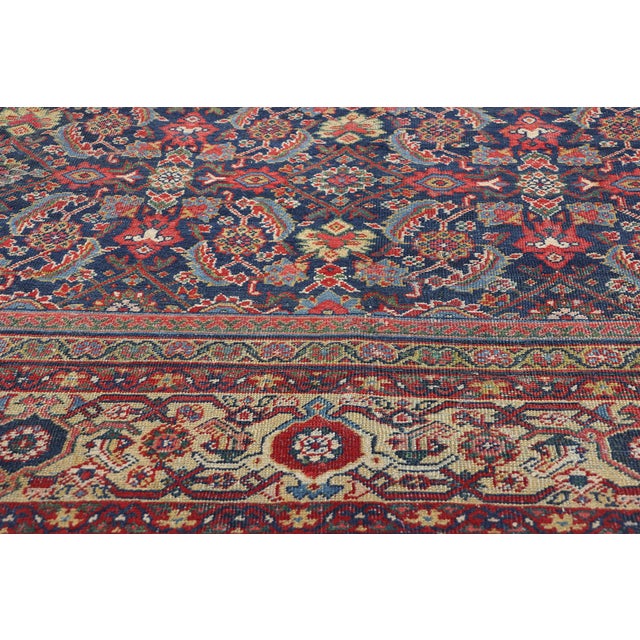 Early 20th Century Antique Navy Blue Persian Mahal Rug - 10'03 X 13'00 For Sale - Image 5 of 9