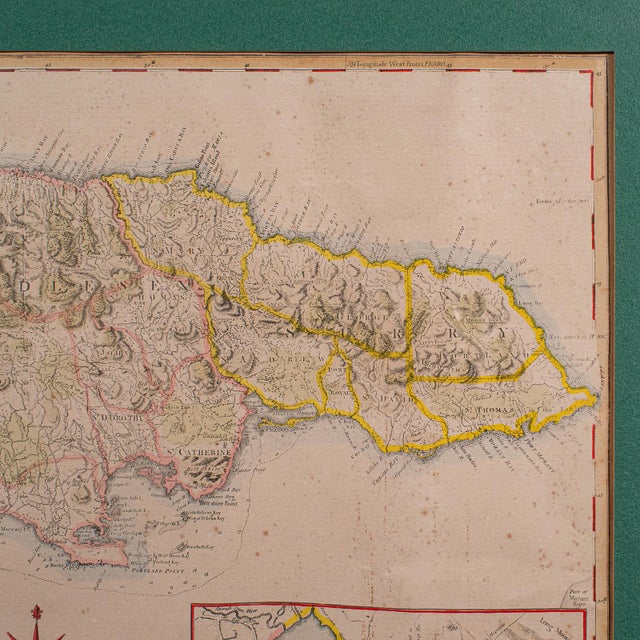 Beige Antique Jamaica Map, English, Caribbean, Cartography, Thomas Jefferys, Georgian For Sale - Image 8 of 12