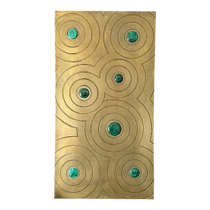 Engraved Brass and Malachite Wall Sculpture