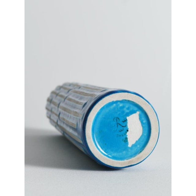 Tall Slender Blue Ceramic Cylinder Vase by Carl-Harry Stålhane for Rörstrand, 1960s For Sale - Image 13 of 18