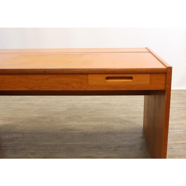 Late 20th Century Mid-Century Danish Modern Teak Writing Desk With Lift-Top Storage For Sale - Image 5 of 12
