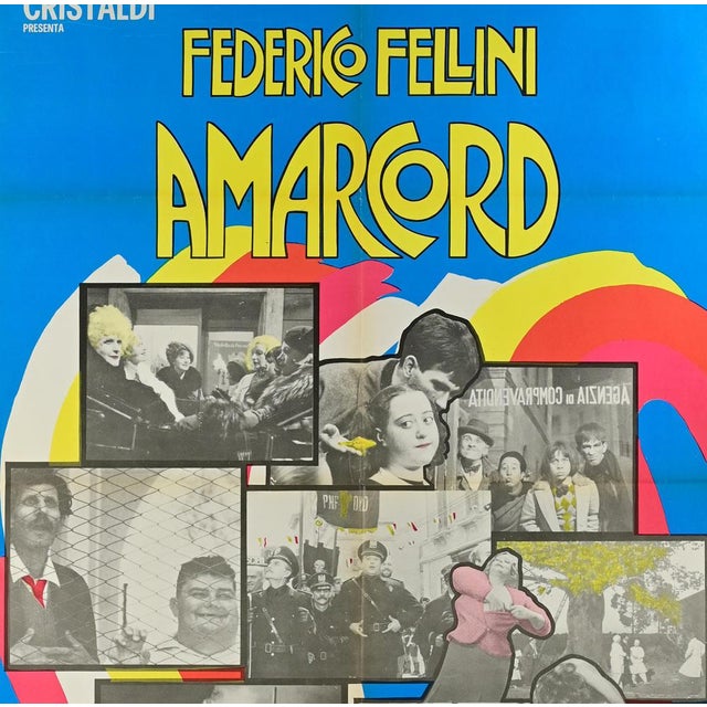 Vintage Poster Italian 2-Foglio (39 × 55 in.). Directed by Federico Fellini. Poster combines vivid psychedelic title...