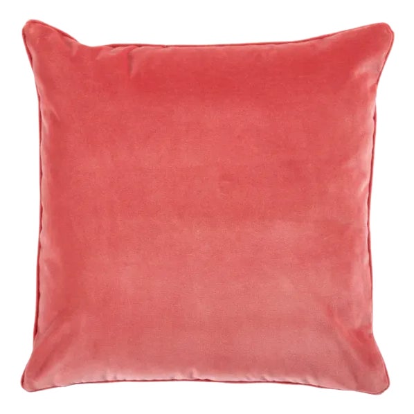 Lacefield Perry Velvet Pillow in Coral For Sale