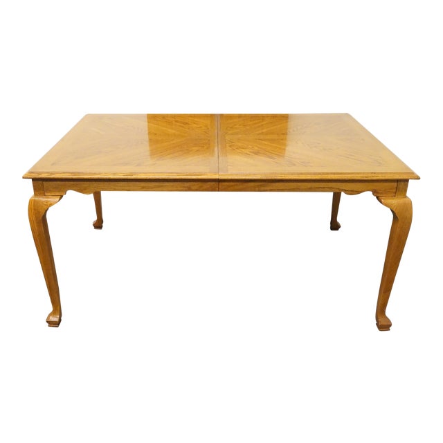 20th Century Traditional American Drew Bookmatched Oak Dining Table