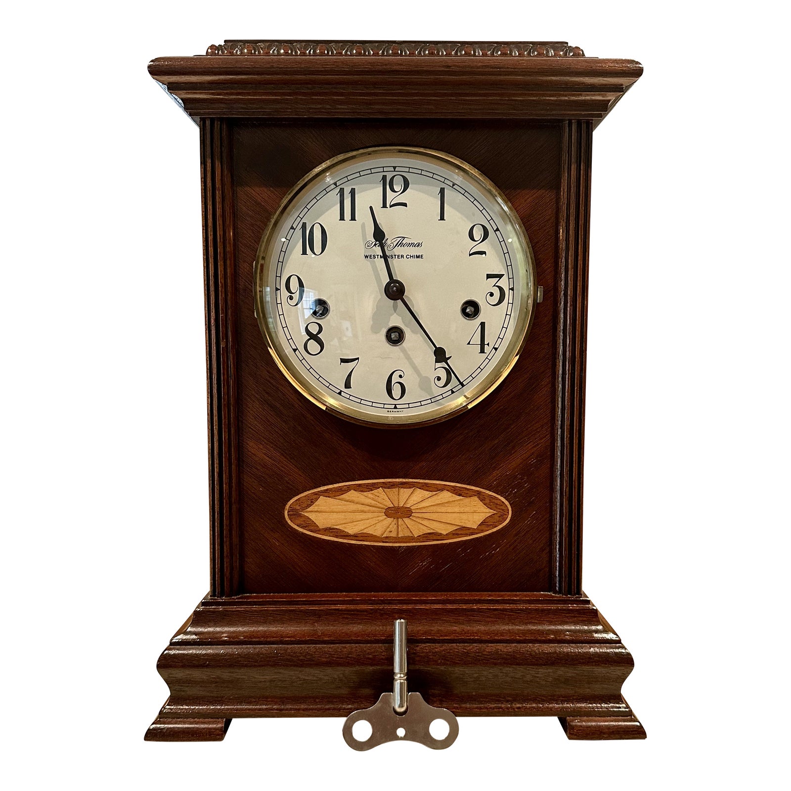 20th Century Seth Thomas Westminster Chime Inlaid Mantel Clock Chairish