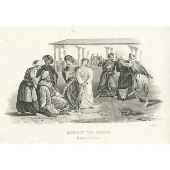 Honegger, Moors of Algiers, Algeria, Steel Engraved Print For Sale - Image 6 of 6
