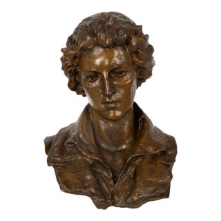 American Bronze Sculpture Bust Percy Shelley (1912) by William Partridge For Sale