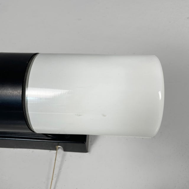 Mid-Century Modern Italian Wall Lamp in Opaline Glass and Black Bakelite, 1950s For Sale - Image 9 of 13
