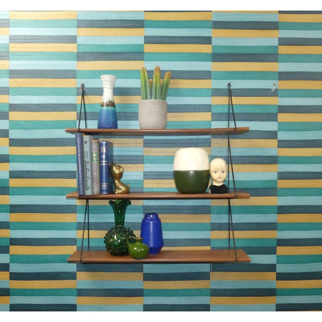 Small Vintage String Shelf in Wood, 1960s For Sale - Image 6 of 10