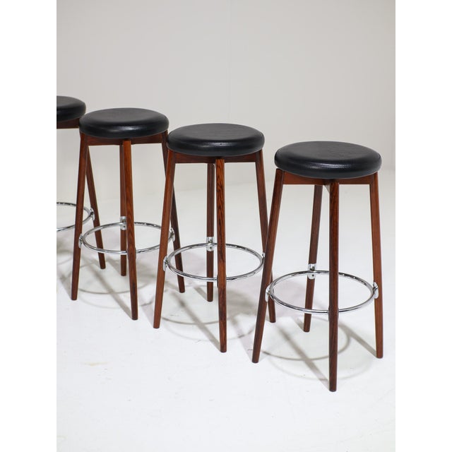 A set of 5 vintage bar stools designed by Hugo Frandsen for Spøttrup in Denmark, 1960s. These beautiful tall stools are...