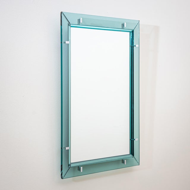 Light Blue Wall Mirror by Max Ingrand for Fontana Arte, Italy, 1950s For Sale - Image 10 of 10