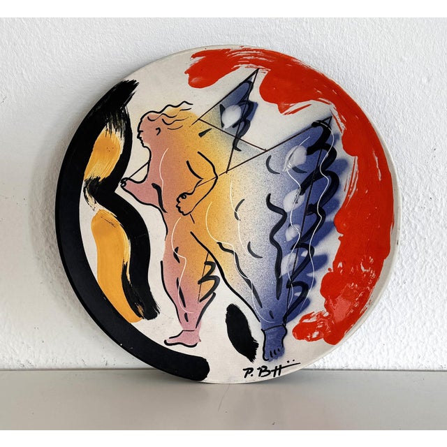 Black Italian Ceramic Wall Plate Decoration by Paolo Buggiani for Bitossi, 1989 For Sale - Image 8 of 10