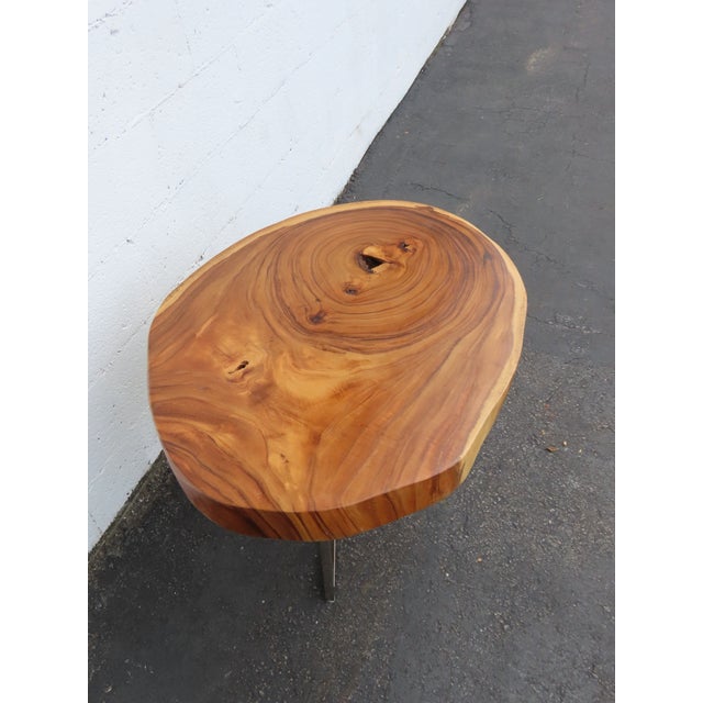 Wood Rustic Natural Live Edge Wood Tree Slice Side Small End Coffee Table 6890 For Sale - Image 7 of 17