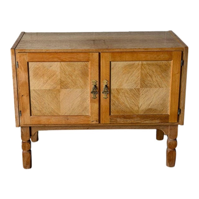 Henning Kjærnulf Oak Storage Cabinet With Parquet Doors Danish Mid-Century Modern 1960s For Sale