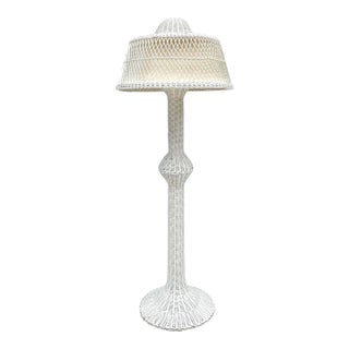 Antique Woven Wicker Floor Lamp For Sale