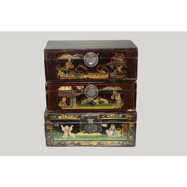 Hand Painted Vintage Chinese Jewelry Box For Sale In Greensboro - Image 6 of 12