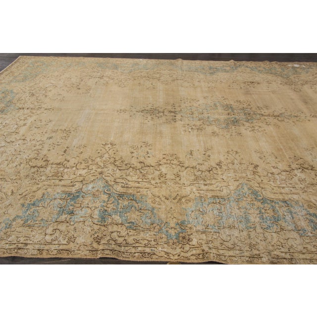 Mid 20th Century Mid-20th Century Antique Kerman Wool Rug For Sale - Image 5 of 7