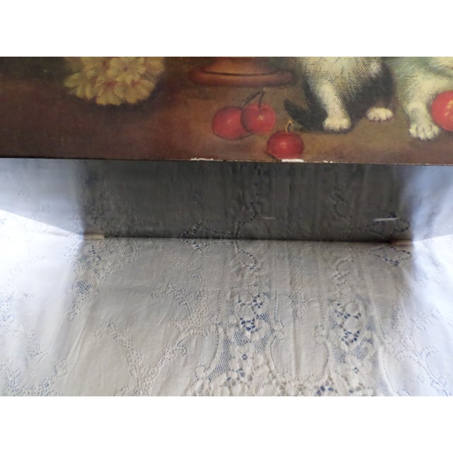 Vintage Wood Keepsake / Storage Box With Kittens in Flowers For Sale - Image 9 of 10