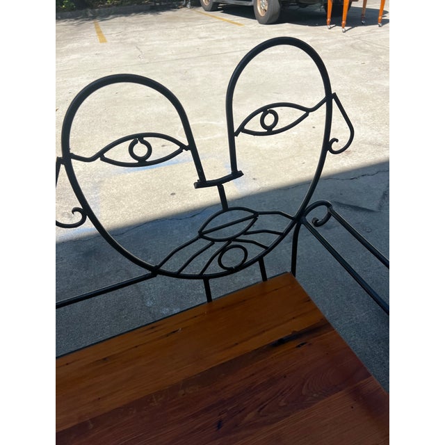 Abstract Vintage Metal and Wooden Jon Risley Figurative Bench For Sale - Image 3 of 5