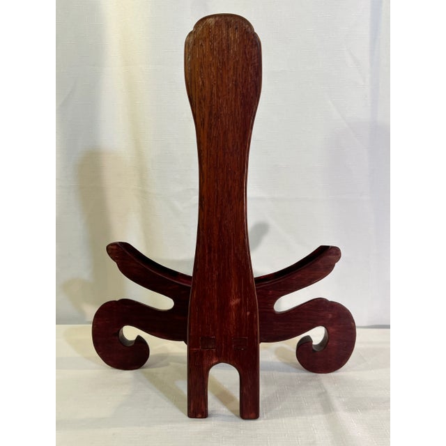 Chestnut Vintage Chinese Carved Table Top Easel for Plate / Charger For Sale - Image 8 of 10