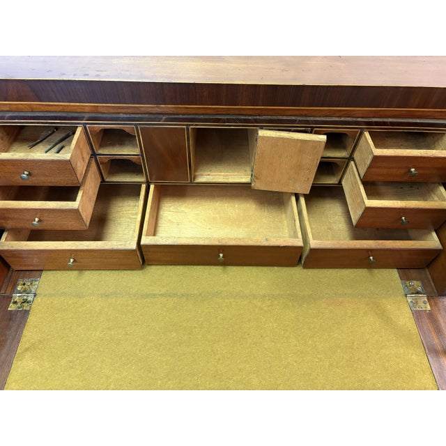 Brown 19th Century Sheraton Style Mahogany Bowfront Butler's Sideboard With Secretary Desk, Locks and Keys For Sale - Image 8 of 18