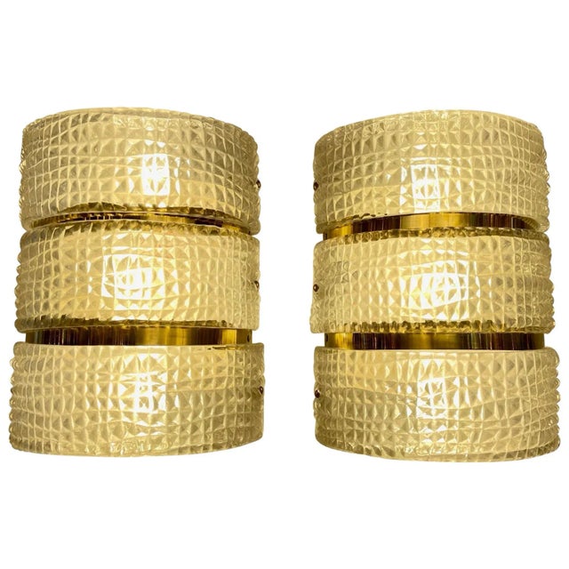 Metal Murano Glass and Brass Barber Style Sconces - A Pair For Sale - Image 7 of 7