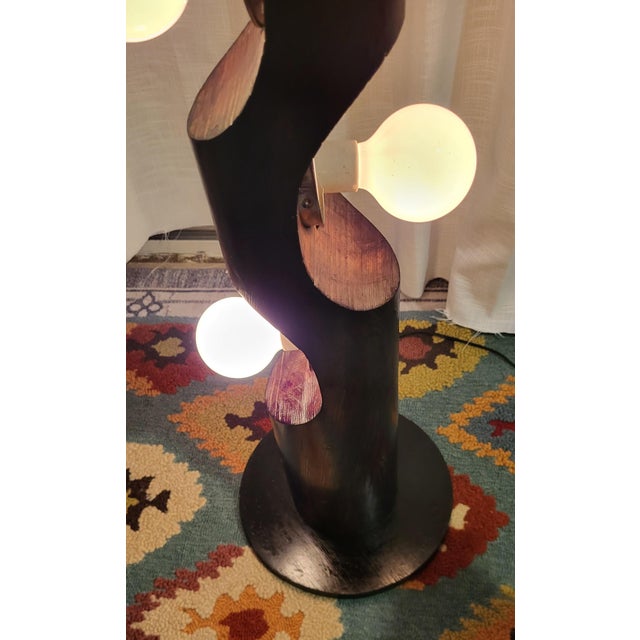 1970s 1970s Modeline of California Sculptural Carved Walnut Totem Floor Lamp For Sale - Image 5 of 8