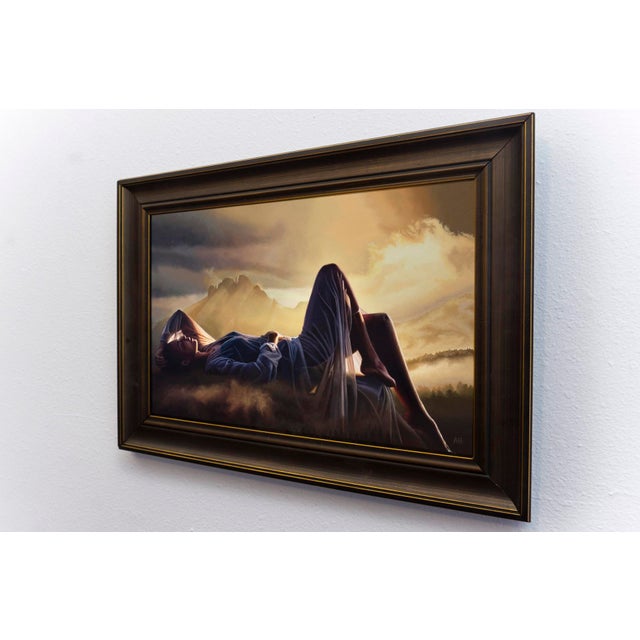 Light After Dark by Austin Howlett | Oil on Artefex panel Woman reclining in a landscape with mountains. For Sale - Image 4 of 5