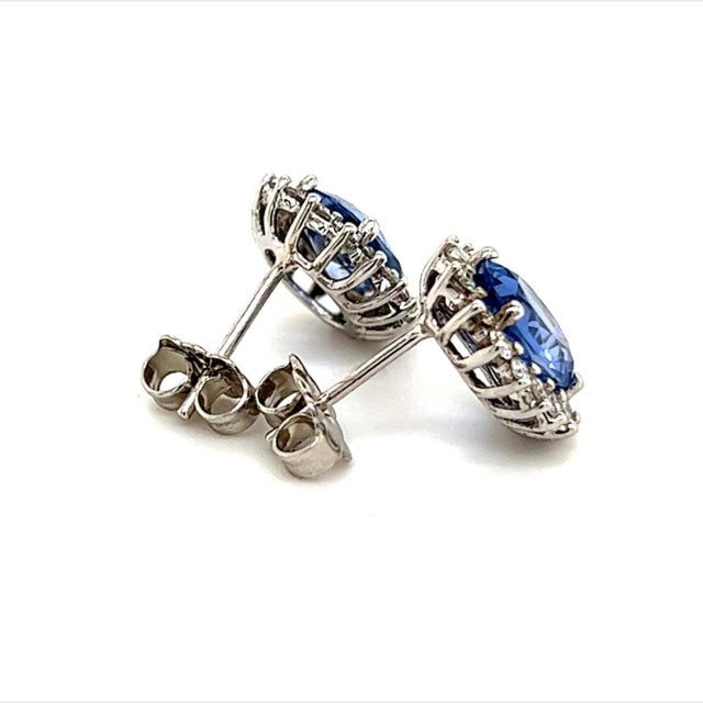 Natural Sapphire Diamond Earrings 14k Gold 3.2 TCW Certified For Sale In New York - Image 6 of 12