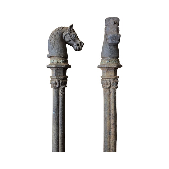 Pair of Antique Cast Iron Hitching Posts For Sale - Image 4 of 7