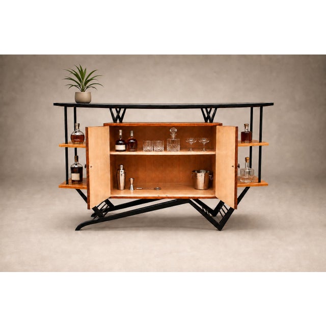 Brown Brazilian Modern Bar in Imbuia, Roxinho and Pau Marfim With Party Motif Marquetry, Brazil, 1950s For Sale - Image 8 of 18