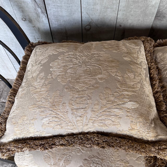 1990s Swaim Attributed Regency Style Heavy Iron Upholstered Window Bench For Sale - Image 10 of 13